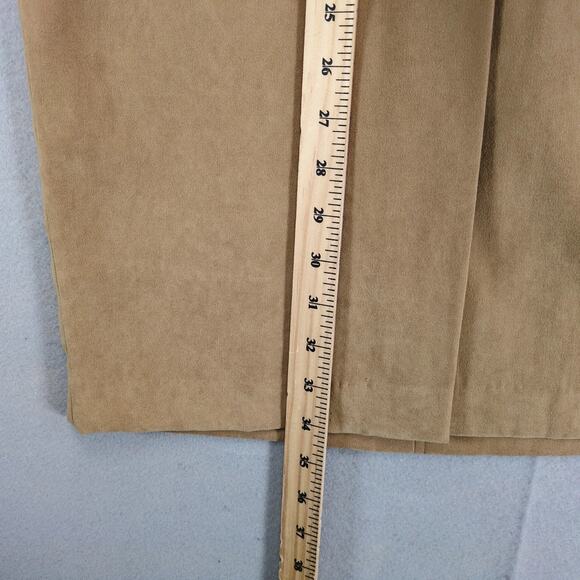 Liz Claiborne Sport Tan Faux Suede Pencil Midi Skirt Sz 12 31" W 15" Front Slit - Picture 8 of 10